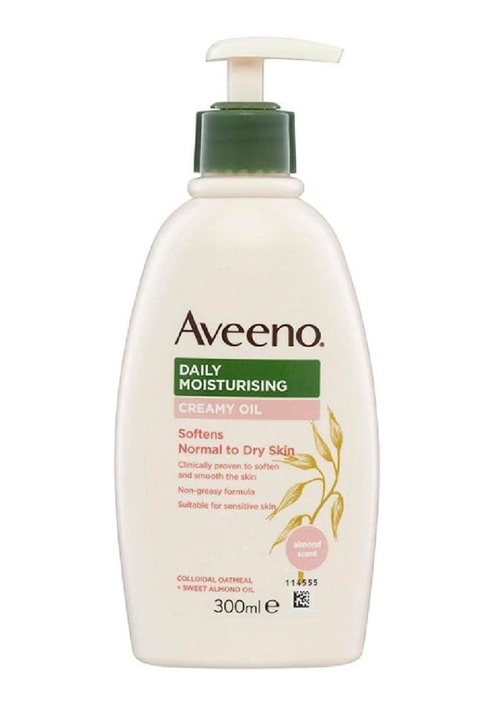 Aveeno Daily Moisturising Creamy Oil, 300ml - Non-Greasy Moisturiser for Normal to Dry Skin